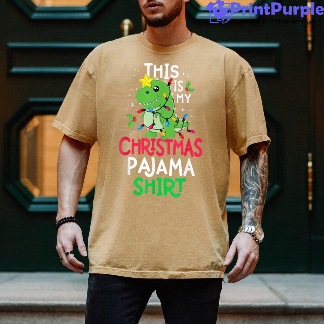 T Rex Dinosaur Santa Hat This Is My Christmas Pajama Shirt - Designed And Sold By 7Printpurple