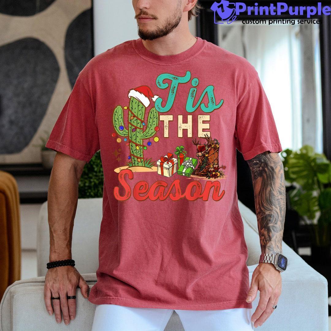 Tis The Season Retro Christmas Country Western Christmas Unisex Shirt - Designed And Sold By 7Printpurple