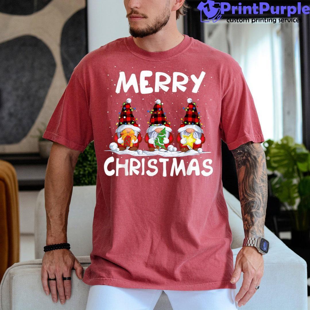 Ugly Christmas For Men Funny Three Gnomes Plaid Lights Shirt - Designed And Sold By 7Printpurple