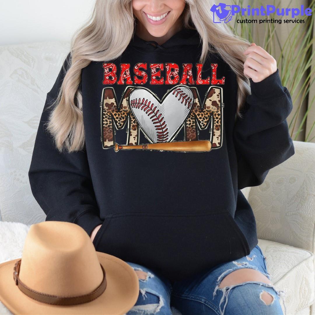 Women's Funny Baseball Mom T Shirt Leopard Print Mom Shirt