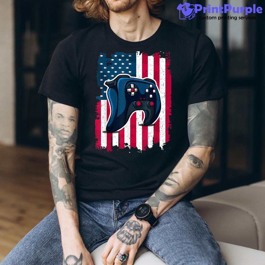 4Th Of July Video Gamer Usa American Flag Patriotic Vintage Shirt - Designed And Sold By 7Printpurple