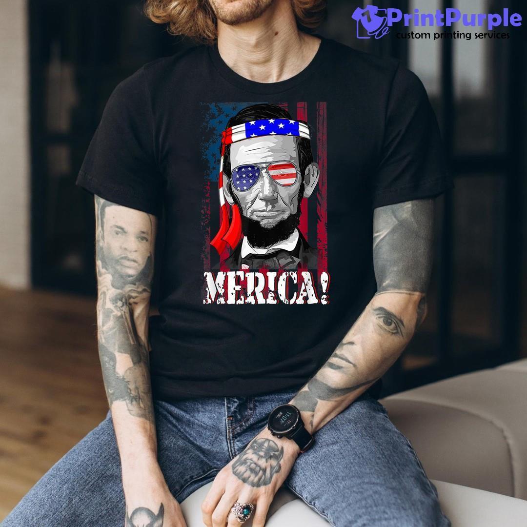Abraham Lincoln 4Th Of July Merica Men Women American Flag Shirt - Designed And Sold By 7Printpurple