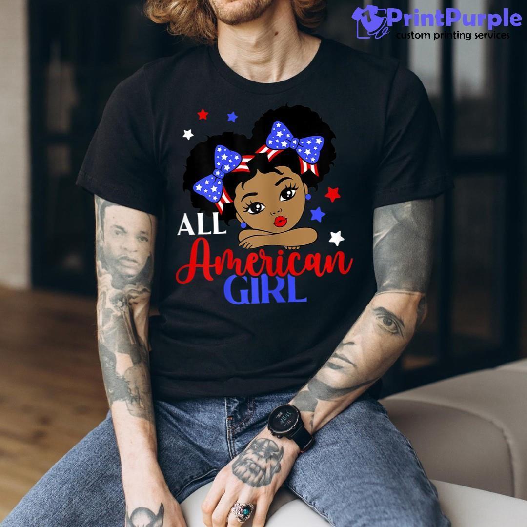 All American Girl Peekaboo Girl Kid Afro African 4Th Of July Unisex Shirt - Designed And Sold By 7Printpurple