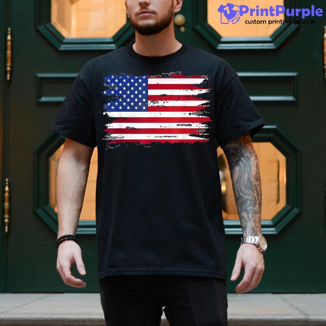 American Flag Distressed Usa 4Th Of July Shirt - Designed And Sold By 7Printpurple