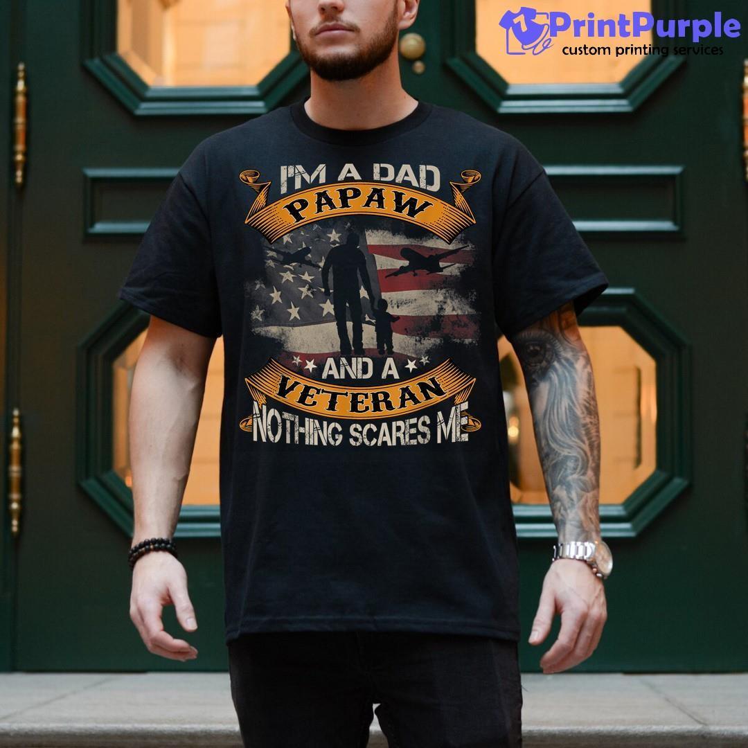 American Flag I'M A Dad Papaw And A Veteran 4Th Of July Shirt - Designed And Sold By 7Printpurple