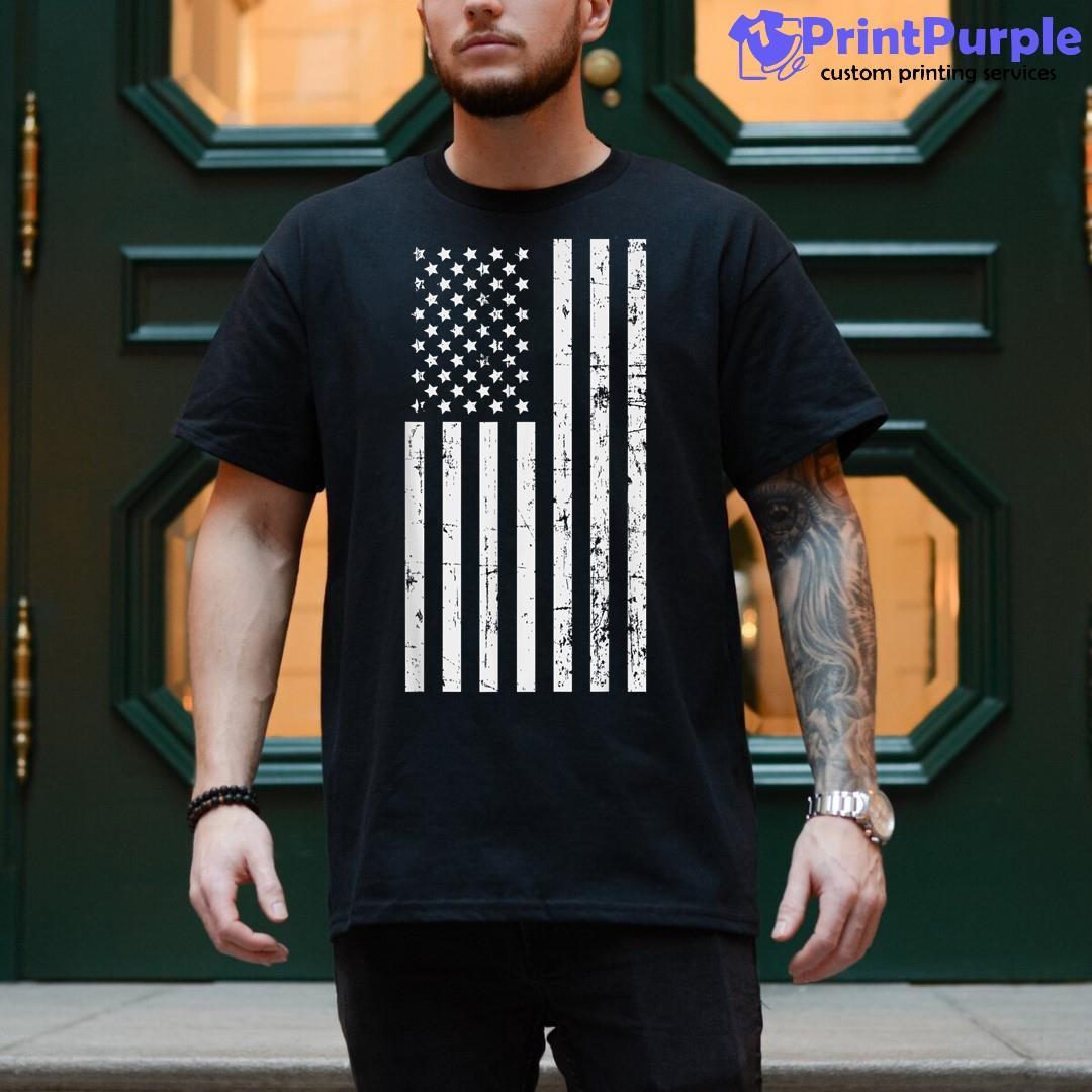 American Flag Simple 4Th Of July Patriotic Distressed Lt Shirt - Designed And Sold By 7Printpurple