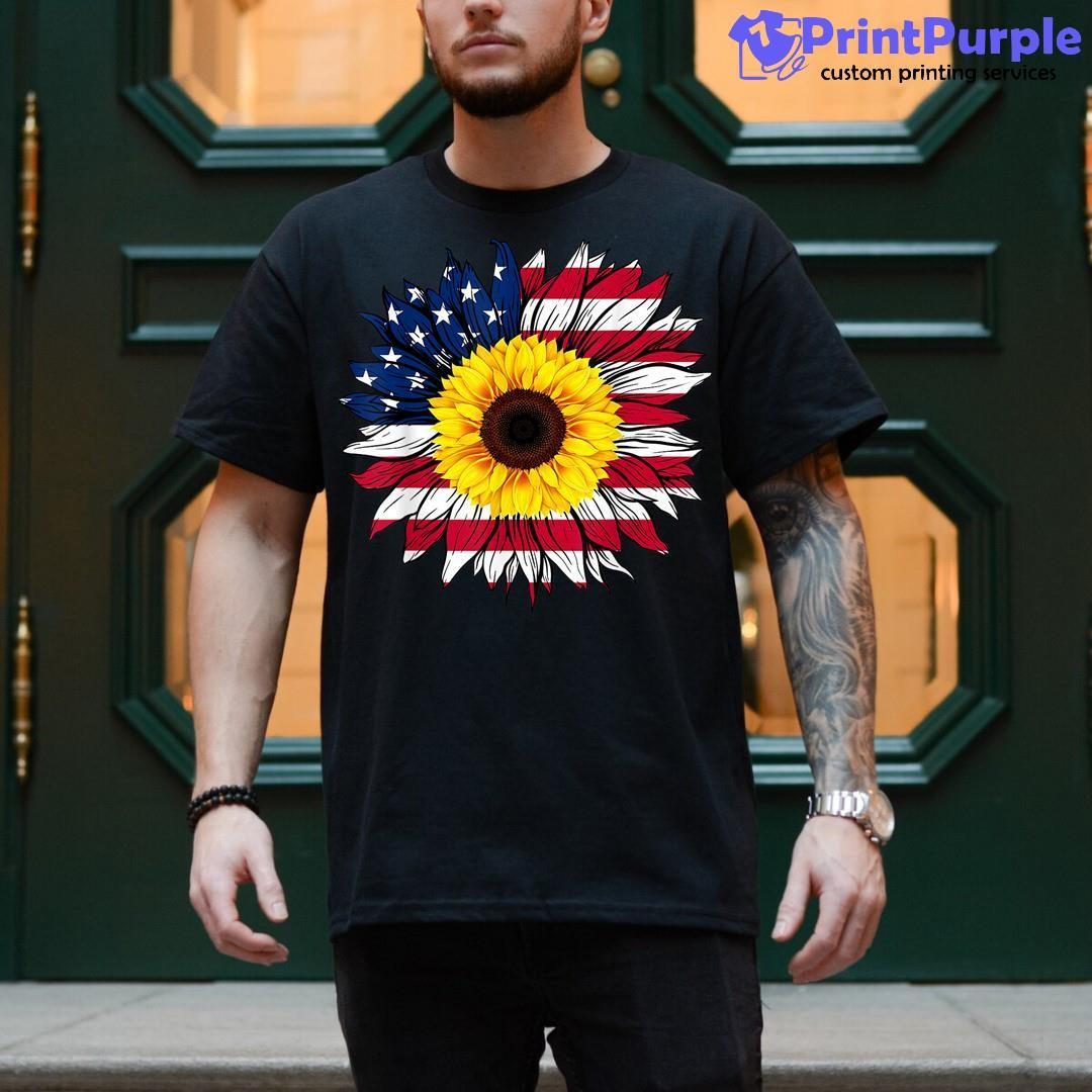 American Flag Sunflower 4Th Of July Independence Usa Day Shirt - Designed And Sold By 7Printpurple