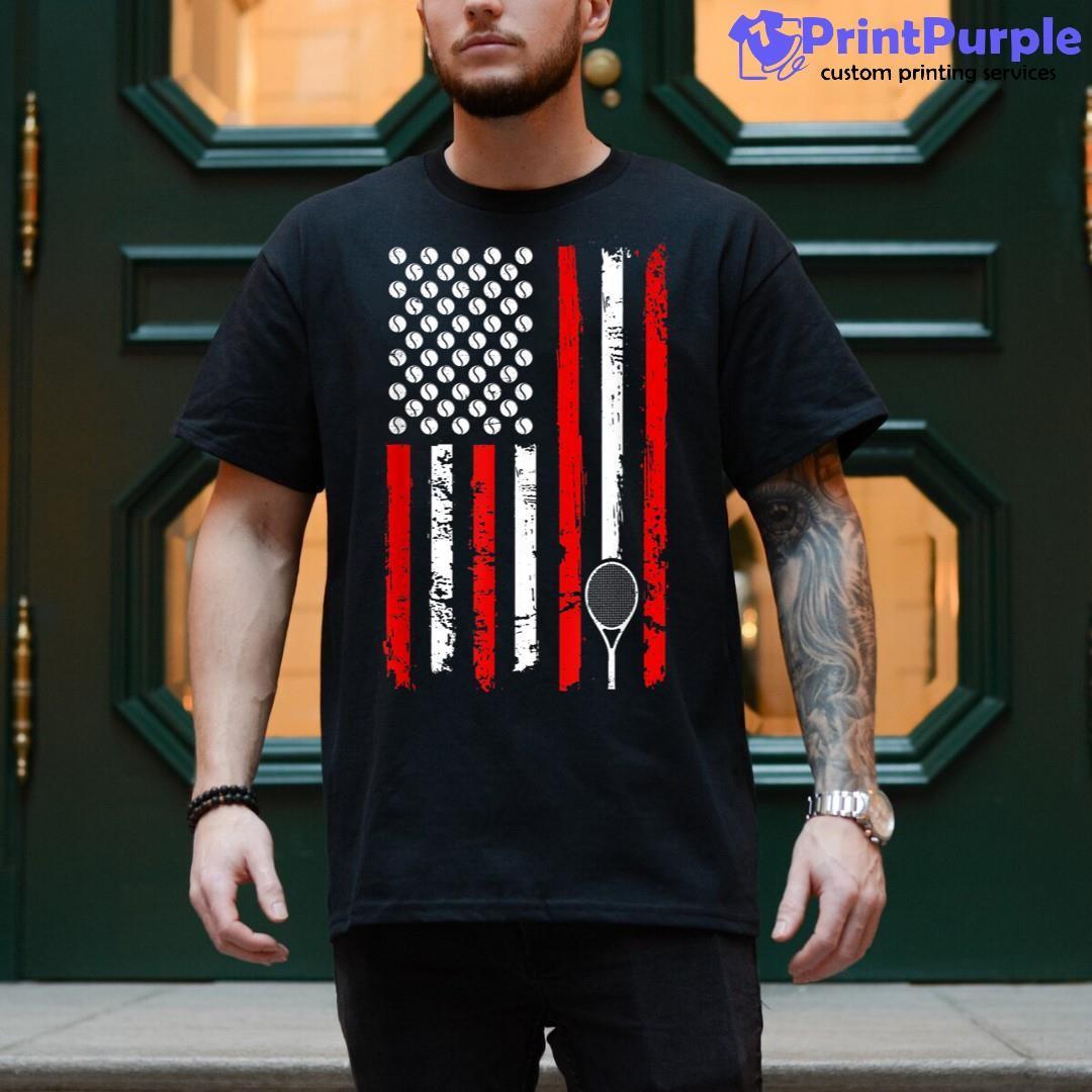 American Flag Tennis Distressed Patriotic 4Th Of July Shirt - Designed And Sold By 7Printpurple