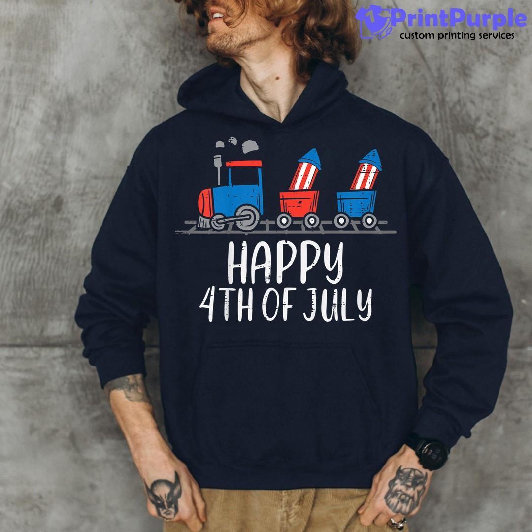 Happy 4th Of July Train Cute Boys Fourth Toddler Kids Shirt