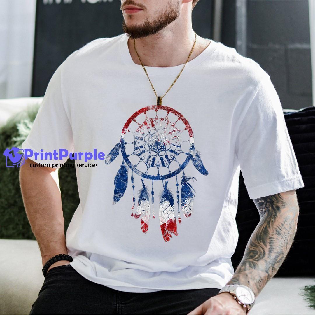 Patriotic Dream Catcher Red White Blue Native American Shirt - Designed And Sold By 7Printpurple