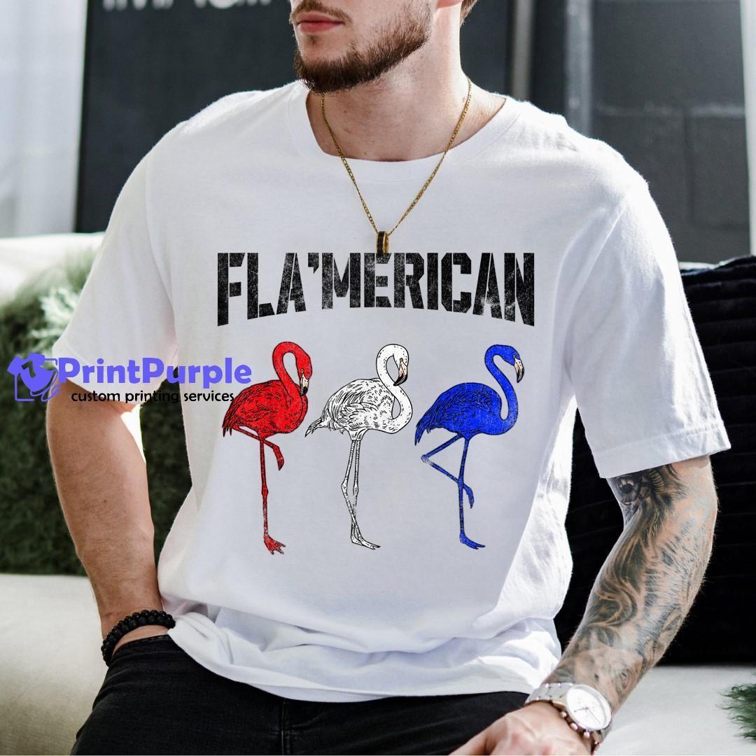 Patriotic Flamingo Red White Blue For 4Th Of July Shirt - Designed And Sold By 7Printpurple