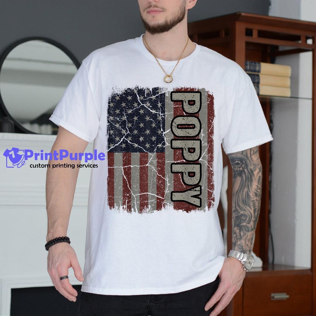 Poppy American Flag Vintage Father'S Day 4Th Of July Gift Shirt - Designed And Sold By 7Printpurple
