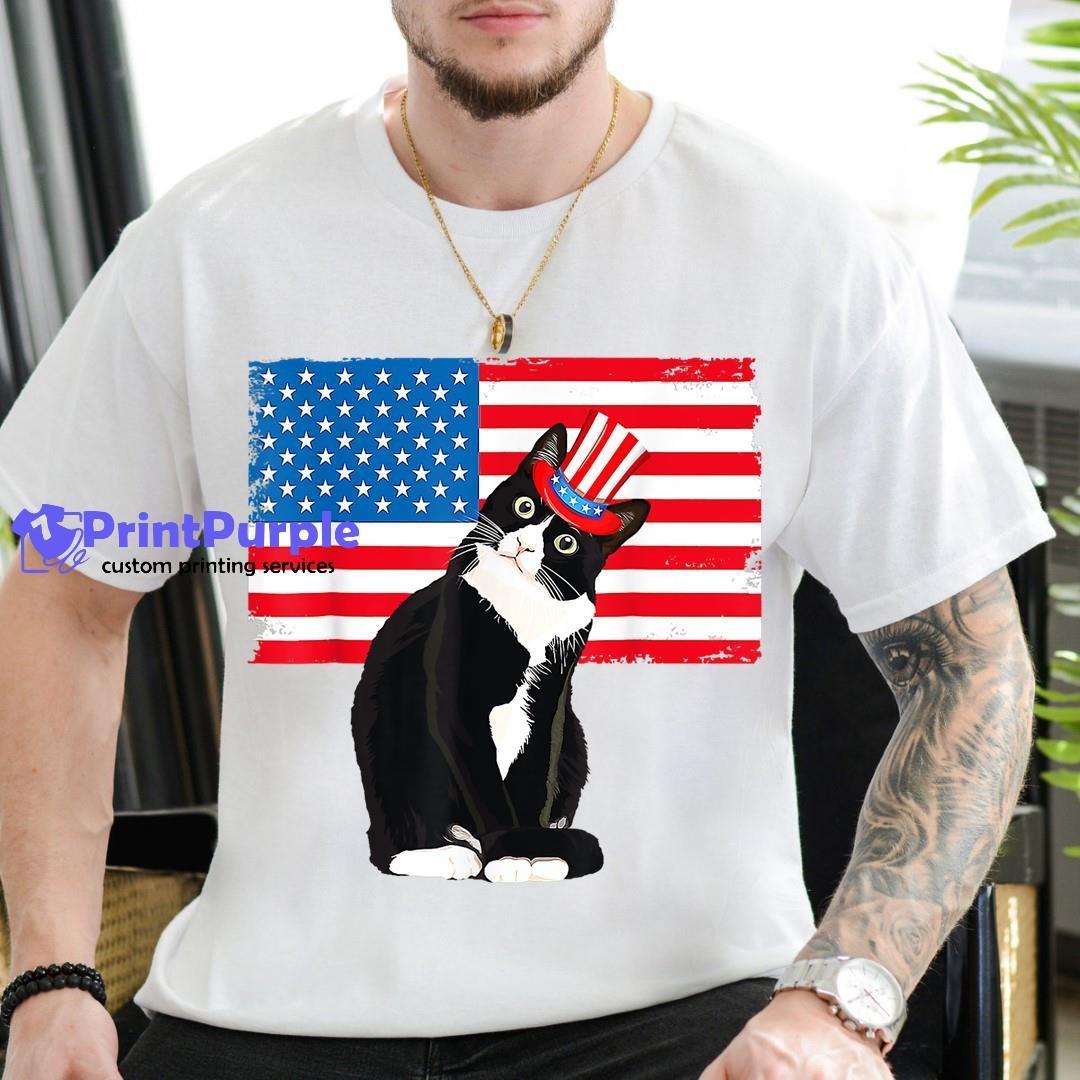 Tuxedo Cat 4Th Of July Patriotic Gifts Adults Kids Unisex Shirt - Designed And Sold By 7Printpurple
