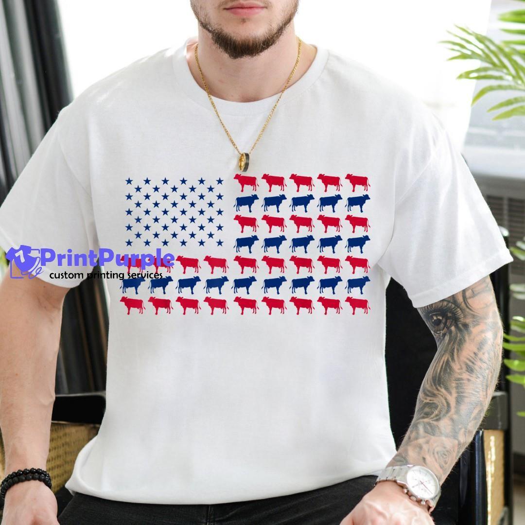 Usa American Flag Cow Lover 4Th Of July Patriotic Men Women Shirt - Designed And Sold By 7Printpurple