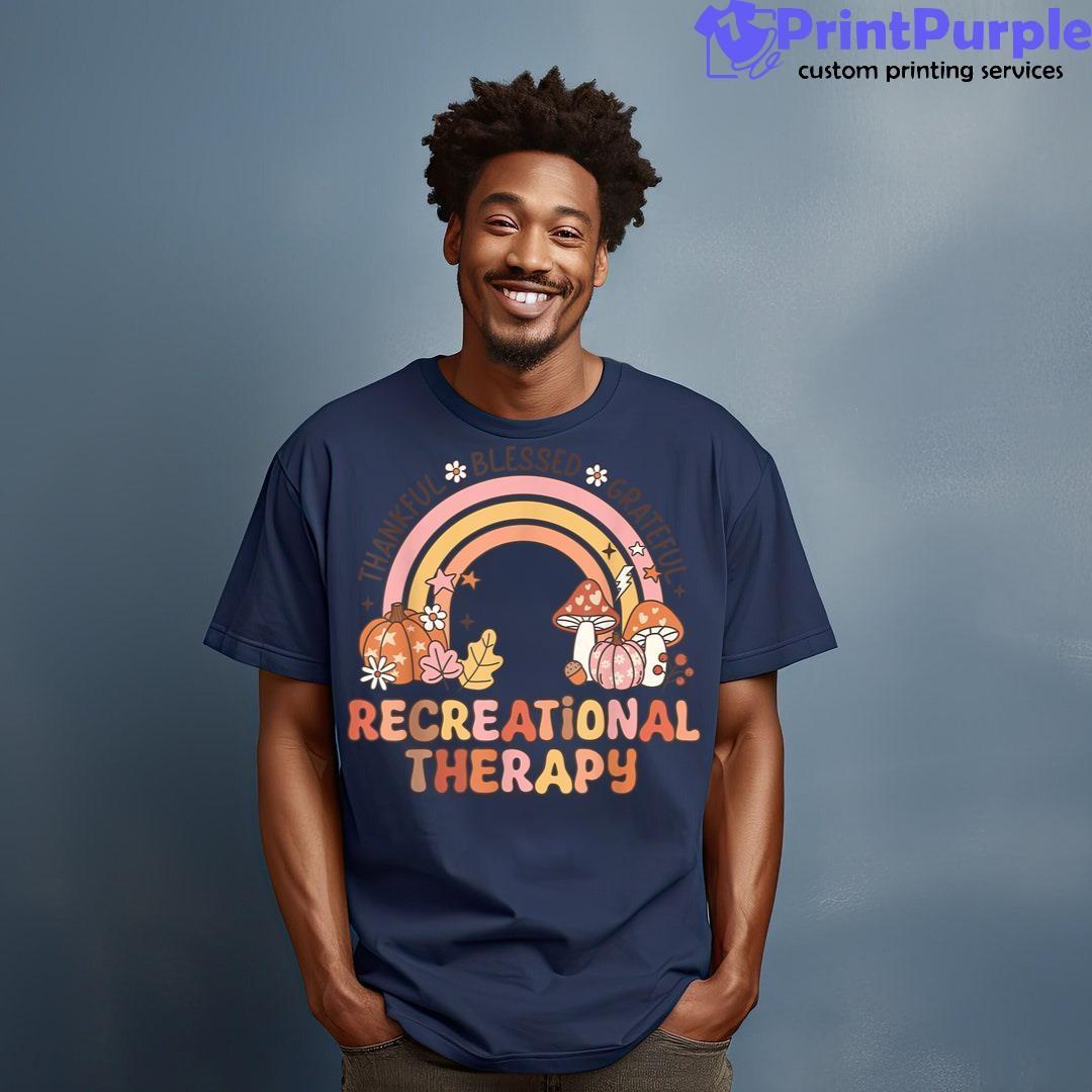 Thankful Blessed Grateful Recreational Therapy Retro Rainbow Shirt - Designed And Sold By 7Printpurple
