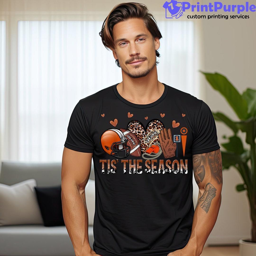 Tis The Season Football Autumn Thanksgiving Leopard Heart Shirt - Designed And Sold By 7Printpurple