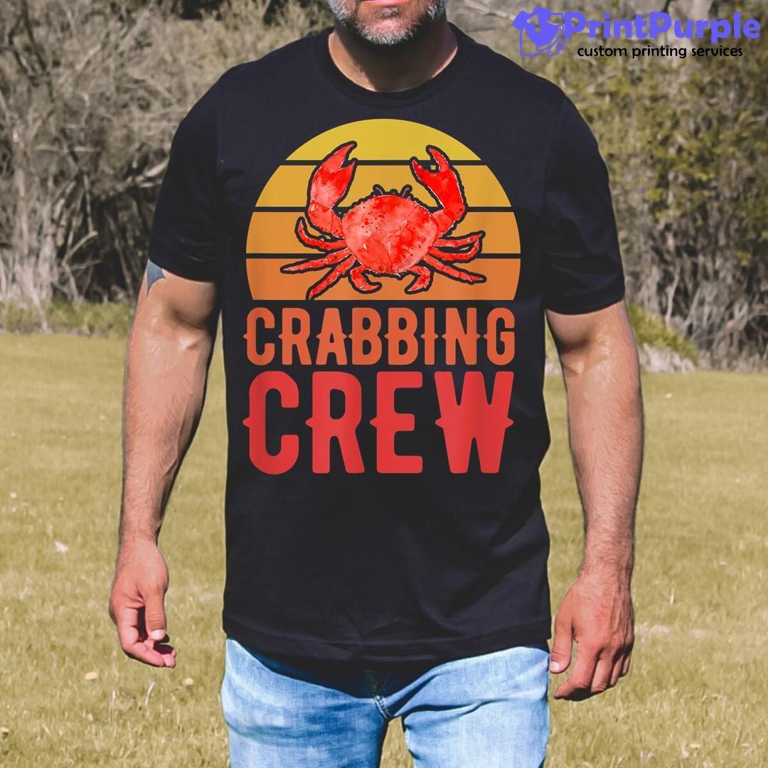 Crabbing Crew Sunset Retro Sunset Funny Crabbing Crab Gift Shirt - Designed And Sold By 7Printpurple