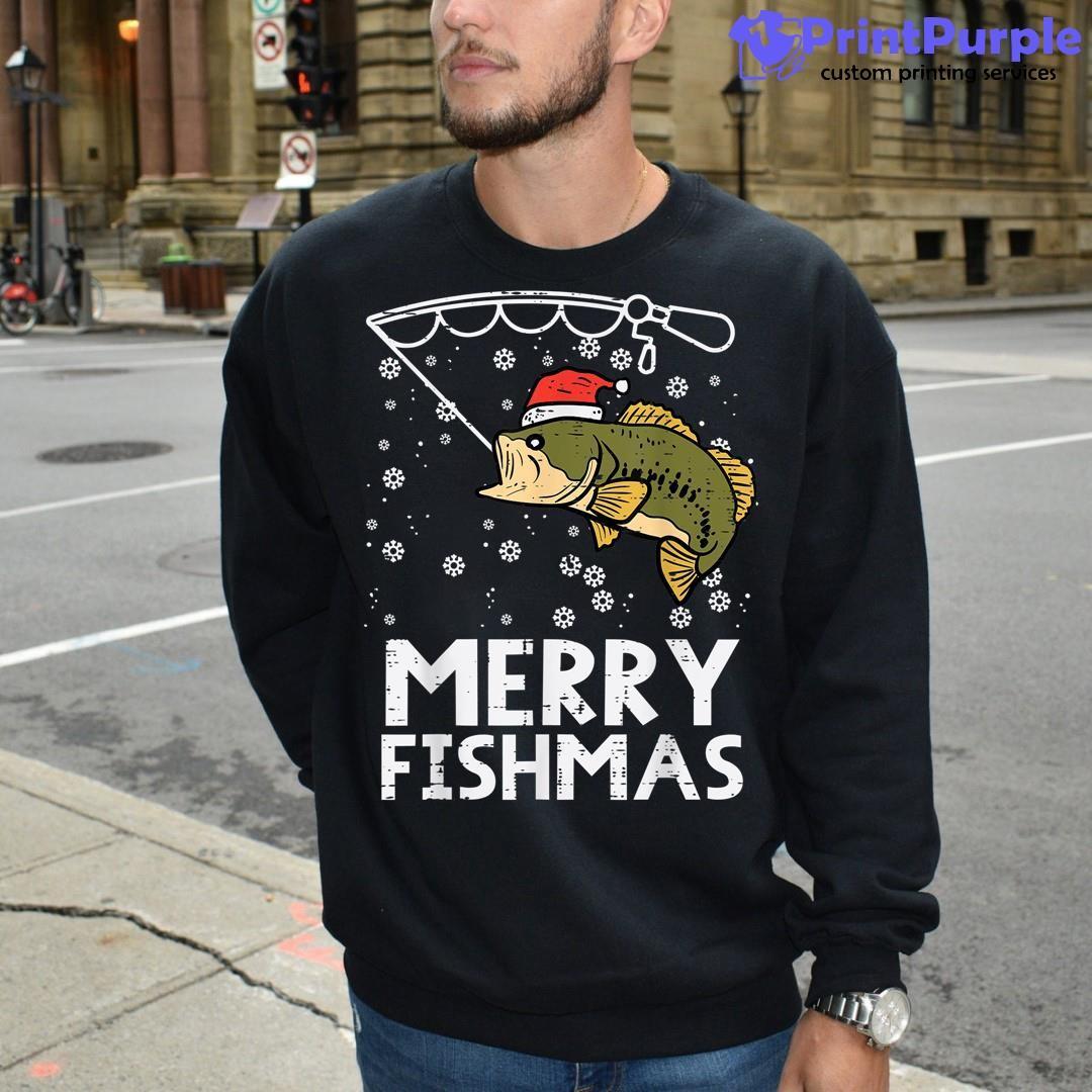 Merry Fishmas Fish Fishing Xmas Pjs Christmas Pajama Dad Men Shirt