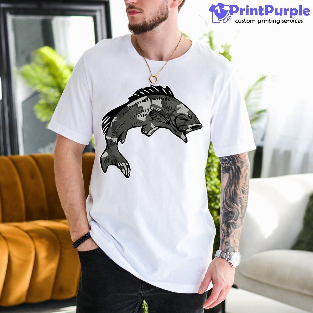 Bass Fishing Gift For Men Mens Camouflage Bass Fishing Shirt - Designed And Sold By 7Printpurple