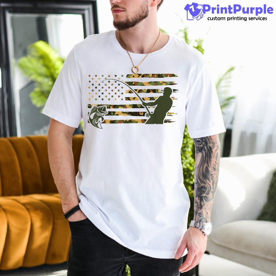 Camo Dads American Flag Fishing Fishing American Flag Shirt - Designed And Sold By 7Printpurple