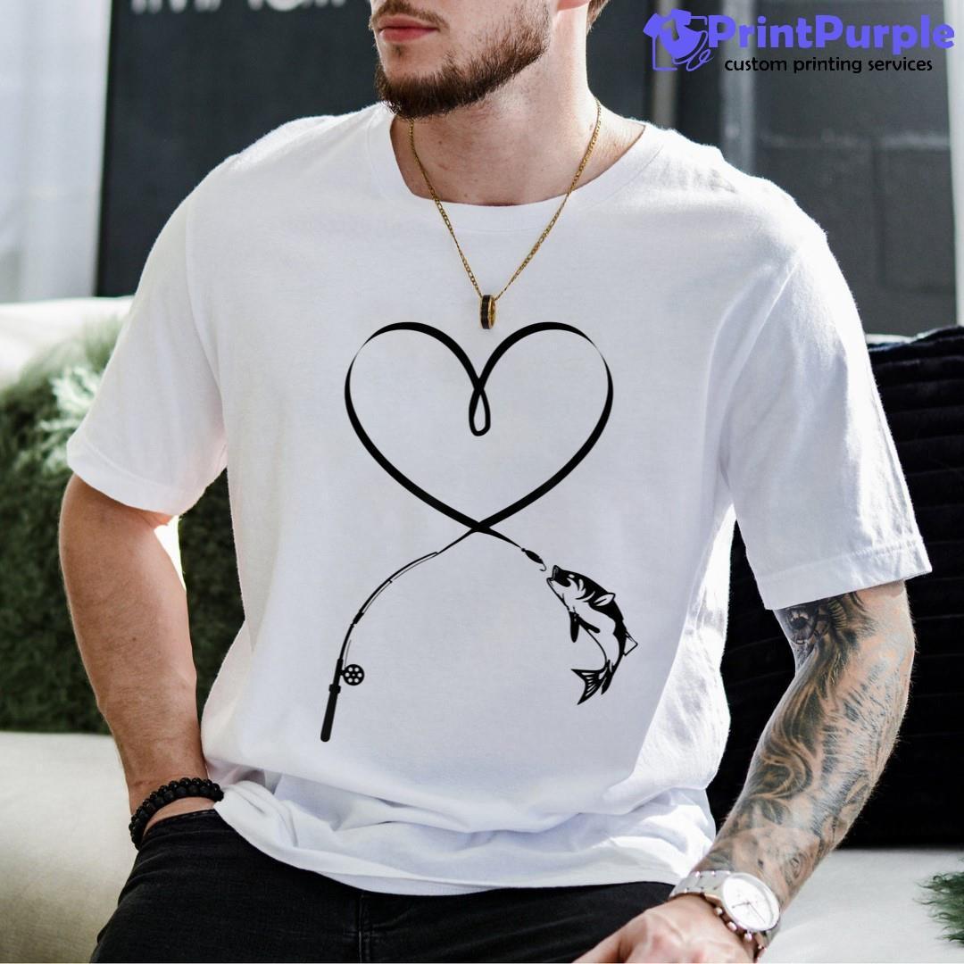 Heart Valentines Fishing Gifts Men Dad Grandpa Him Boyfriend Shirt - Designed And Sold By 7Printpurple