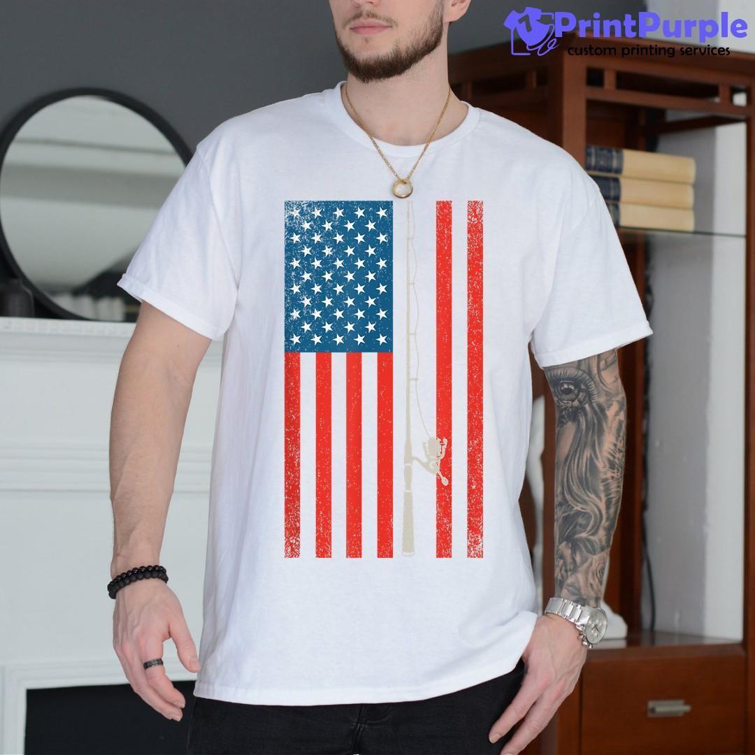Mens Dad Fishing For Men American Flag Novelty S Unisex Shirt - Designed And Sold By 7Printpurple