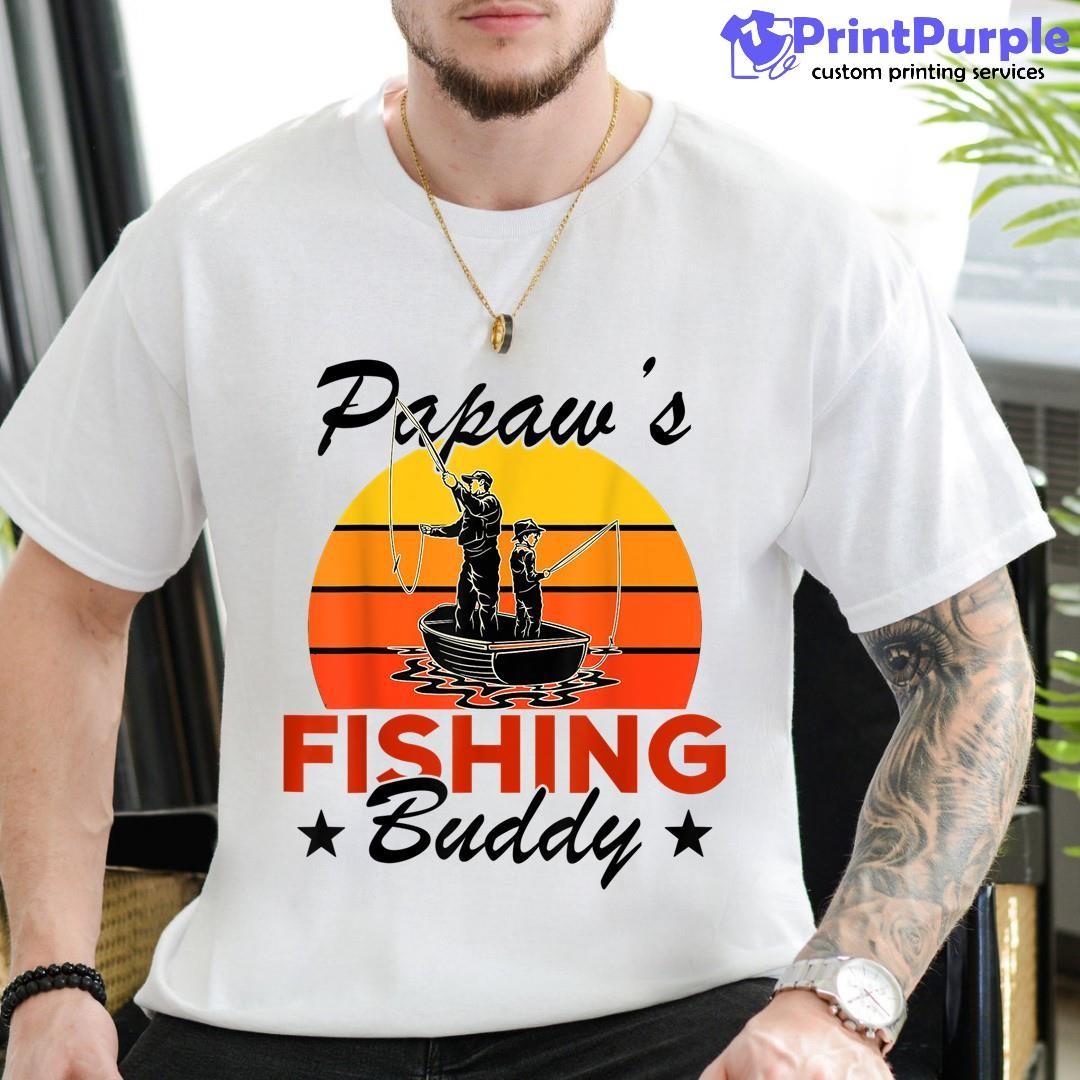 Papaw'S Fishing Buddy Funny Retro Dad Son Gift For Fisherman Shirt - Designed And Sold By 7Printpurple