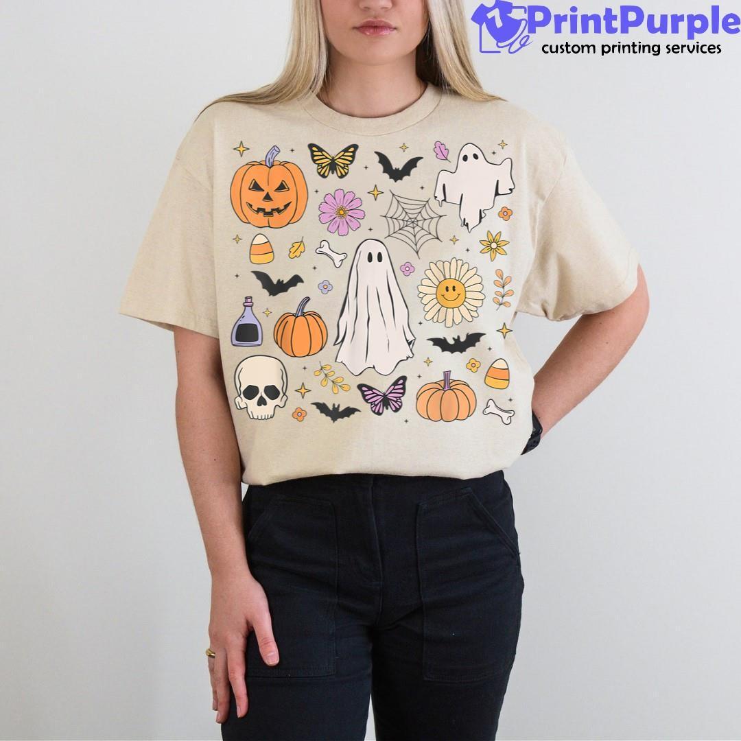 Hippie halloween retro halloween cute design de camiseta com estilo  descolado boo ghost abóbora bruxa etc.