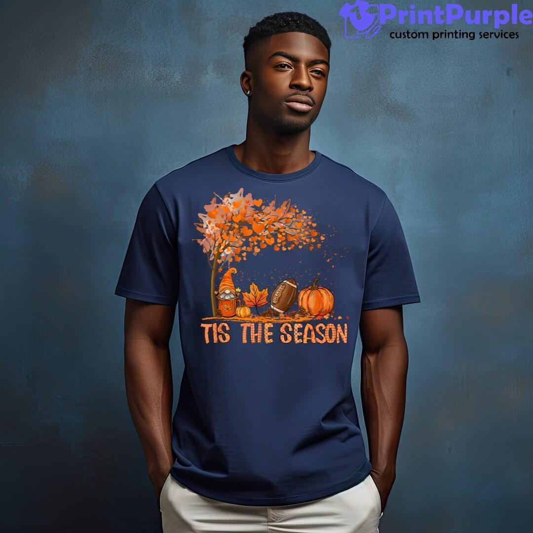 Tis The Season Pumpkin Spice Football Fall Leaves Autumn Shirt - Designed And Sold By 7Printpurple